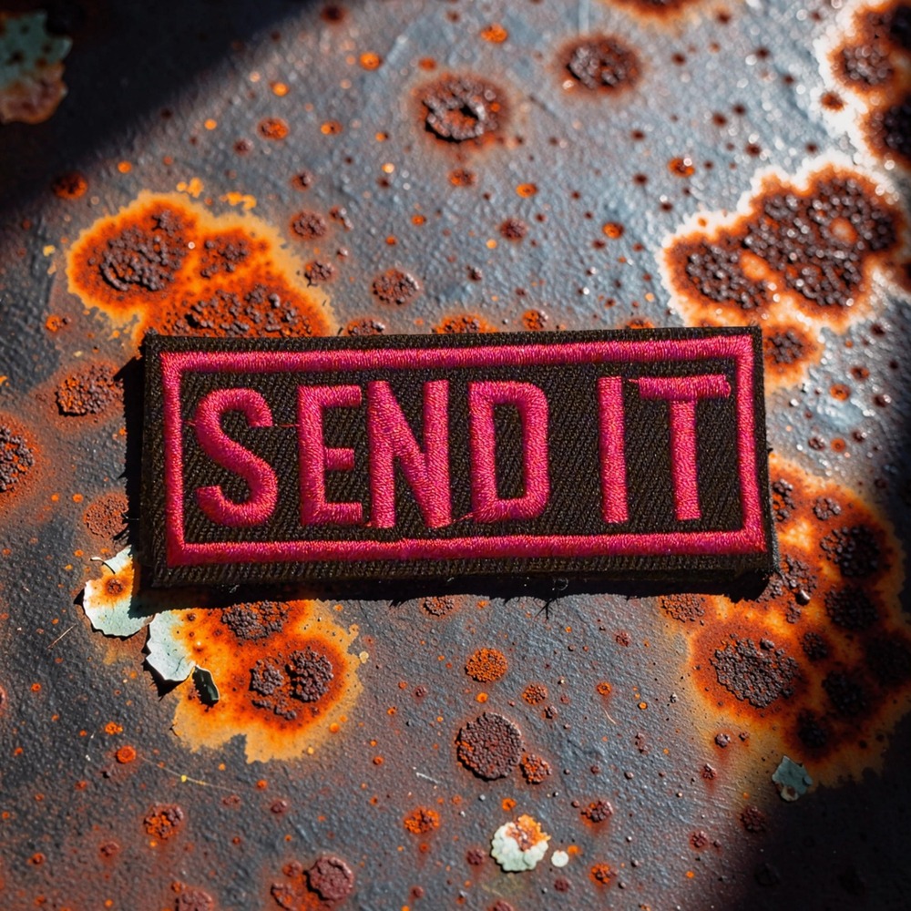 Send It Morale Patch Pink Black Embroidered Hook and Loop Tactical Accessory